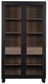 Vitrină neagră din lemn de pin 110x200 cm Goos – WOOOD