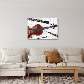 Tablou pe sticlă - Unelte muzicale (70x50 cm)