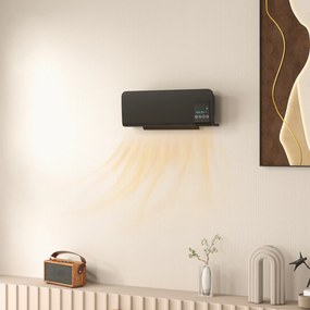 HOMCOM Aeroterma de Perete Oscilatoare pentru Casa si Birou cu Temporizator 12h si 2 Modalitati de Incalzire, 54.5x12x21.5 cm, Negru