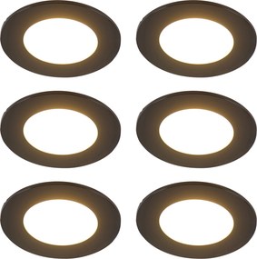Set de 6 spoturi încastrate moderne negre, incl. LED, reglabile în 3 trepte, IP65 - Blanca