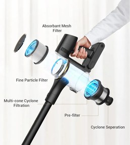 Aspirator vertical Dreame R10 Pro VTV41B, 150 AW, 3 moduri, 0,6 l, 65 min, Filtru HEPA, Indicatoare LED, Negru