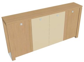 Dulap mediu pentru haine Verno+ 260 x 46 x 130 cm, uși combinate, stejar deschis / vanilie