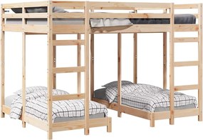 vidaXL Cadru de pat supraetajat triplu Maro 140 x 200 cm