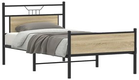 vidaXL Cadru pat fără saltea, stejar sonoma 100x190 cm lemn prelucrat