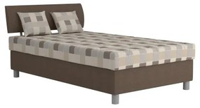 Pat tapițat GEORGE 120 x 200 cm, maro, cu spațiu de depozitare și saltea