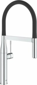 Baterie bucatarie cu pipa flexibila Grohe Essence negru - crom