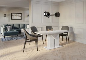 Masă de sufragerie Tarni (gri deschis + alb lucios) (pentru 4 până la 6 persoane). 1055252