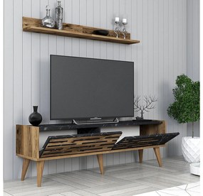 Mobilier living Valencia (Nuc + negru marmură). 1089358