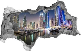 Autocolant 3D gaura cu priveliște Dubai timp de noapte