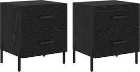 vidaXL Dulap de noapte cu sertar 2 pcs Stejar Negru 40 x 35 x 47,5 cm