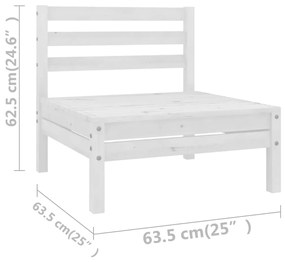 Set mobilier de gradina, 7 piese, alb, lemn masiv de pin Alb, 1