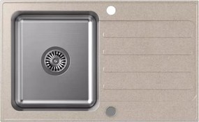 Chiuveta compozit incastrata Quadron Pop Kenneth 111 finisaj inox - bej 78x48 cm