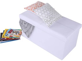 Taburet pliabil din piele ecologica alba, IMRA