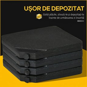 Outsunny Bază pentru Umbrelă cu Braț de 4 Piese, Se Umple cu Apă sau Nisip, Ideală pentru Umbrele cu Bază în Cruce, Negru | Aosom Romania
