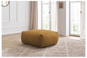 Taburet galben cu tapițerie din catifea reiată Voltaire – Bobochic Paris