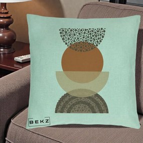 Perna Decorativa Boho Stiva Forme Punctate Terracotta, 40x40 cm, Verde Menta, Husa Detasabila, Perna Inclusa, BEKZ®