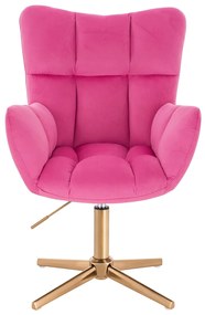HR650CROSS Scaun Roz Catifea cu Bază Aurie