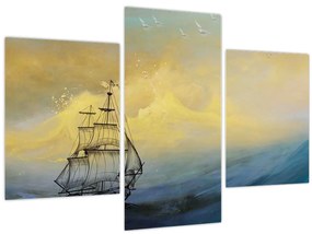 Tablou - Pictură barcă pe mare (90x60 cm)