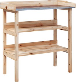 vidaXL Masă de plante cu raft, 78x38x82,5 cm, lemn masiv de brad
