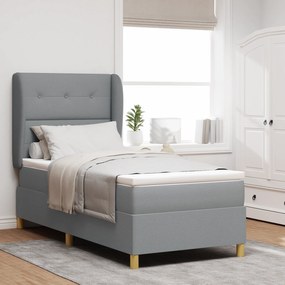 vidaXL Box Spring Bed cu Saltea Gri Deschis 80x200 cm Țesătură