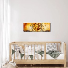 Tablou natural abstract cu copac (cu ceas) (90x30 cm)