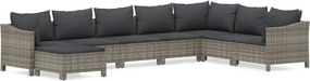 vidaXL Set mobilier de grădină cu perne, 8 piese, gri, poliratan