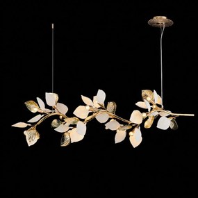 Lustra cu Frunze Ceramice Tip Creanga, 12 Brate, Finisaj Gold - Bussy Lighting 7239-12PL