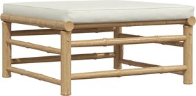 vidaXL Taburet de grădină cu pernă alb crem, bambus