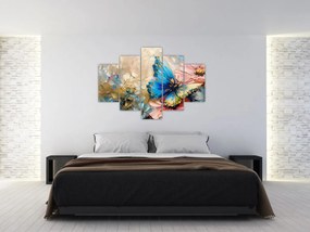 Tablou - Pictura de flori și fluturi (150x105 cm)
