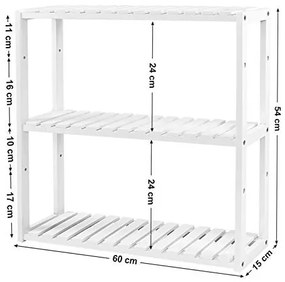 Etajera Multifunctionala cu 3 Rafturi Reglabile, Lemn, Alb, Vasagle, BCB13W