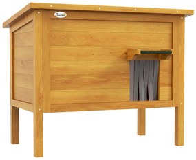 PawHut Casă pentru Pisici Exterioară cu Spumă Izolantă, Acoperiș Deschizabil, Lemn Masiv, 85 x 50 x 68,5 cm, verde | Aosom Romania