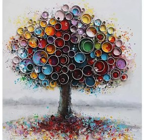 Tablou pictat manual Colorful tree 100x100 cm