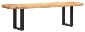 Banca, 160 cm, lemn masiv de mango nefinisat si otel 160 cm, Lemn masiv de mango nefinisat