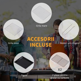 Outsunny Barbecue pe Carbune Pliabil Portabil in Otel 104x33x70cm
