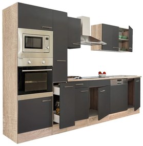 Mobilă de bucătărie Yorki 310, corp din stejar sonoma, cu față antracit satinat