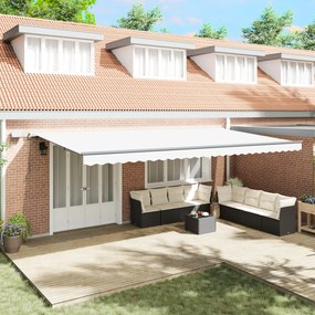 Marchiză retractabilă manuală vitaXL cu LED alb 600x300 cm