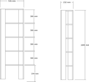 Biblioteca Polly culoare antracit 160cm