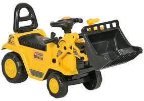 HOMCOM Excavator pentru Copii cu Cupă, Spătar și Spațiu de Depozitare Ascuns, Buldozer de Jucărie în PP și ABS, 80x26.5x39 cm, Galben și Negru | Aosom Romania