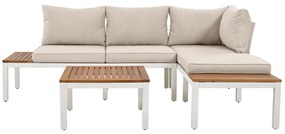 Set mobilier de grădină, cu 2x canapele de două locuri, 2x mese auxiliare, 1x masă, Bej