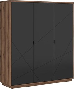 Dulap FORN, nuc/negru mat, PAL melaminat, cu 3 usi, 180x57x201 cm