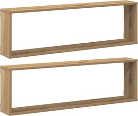 vidaXL Rafturi de perete cub 2 buc. stejar artizanal 100x15x30 cm lemn