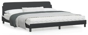 373263 vidaXL Cadru de pat cu tăblie negru și alb 200x200cm piele artificială