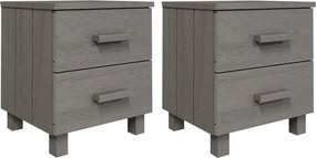 vidaXL Noptiere HAMAR, 2 buc, gri deschis, 40x35x44,5 cm, lemn masiv
