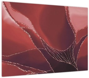 Tablou pe sticlă - Floare abstractă roșie N⁰2 (70x50 cm)