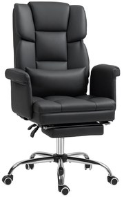 HOMCOM Scaun de birou ergonomic, înălțime reglabilă 48-56 cm, spătar reglabil, suport pentru picioare, Negru | Aosom Romania