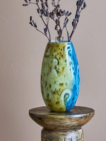 Vază din sticlă, multicolor, model marmorat, formă ovală, finisaj lucios, 18×29,5 cm, „Kalian"