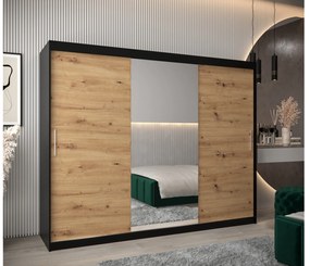 Dulap de haine 250 cm Toki 1 (negru mat + stejar artisan). 1064949