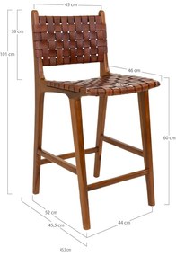 Scaun de bar maro lemn masiv de tec 101 cm Perugia – House Nordic