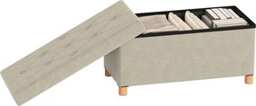 HOMCOM Bancă Ladă de Depozitare Pliabilă, Bancă de Pat cu Capac Căptușit și Înveliș de Catifea, 76x38x38 cm, Crem Alb | Aosom Romania