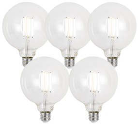 Set de 5 becuri LED inteligente E27, reglabile, G125, transparente, 7W, 806 lm, 2700-6500K, Zigbee